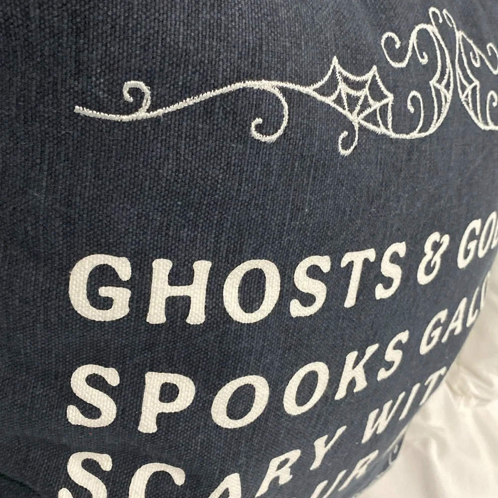 NWOT Ghosts & Goblins Cotton Decorative Throw Pillow by Full Moon Home 20 x 20